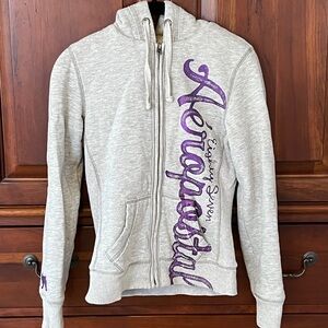 Y2K Aeropostale 87 Faux Fur Lined Hoodie—Size XS